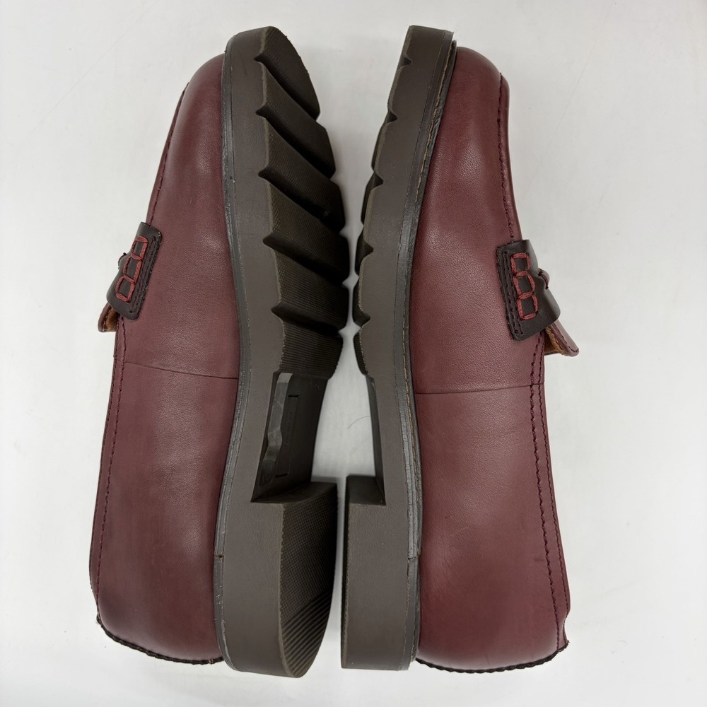 Cobb Hill by Rockport Womens 6.5 Janney Penny Loafers Burgundy Leather Lug Sole - Picture 4 of 11